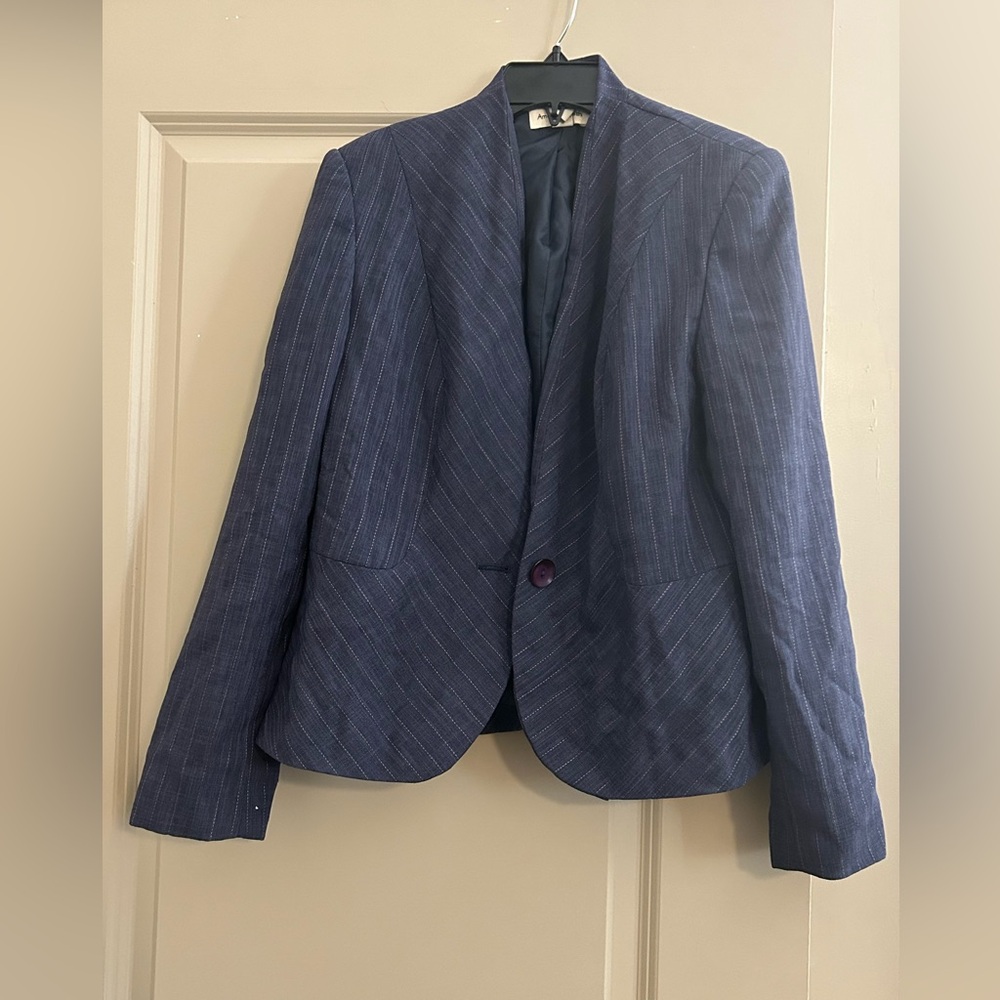 Amanda Smith Blue Sport Coat Single-Breasted Notched Lapel